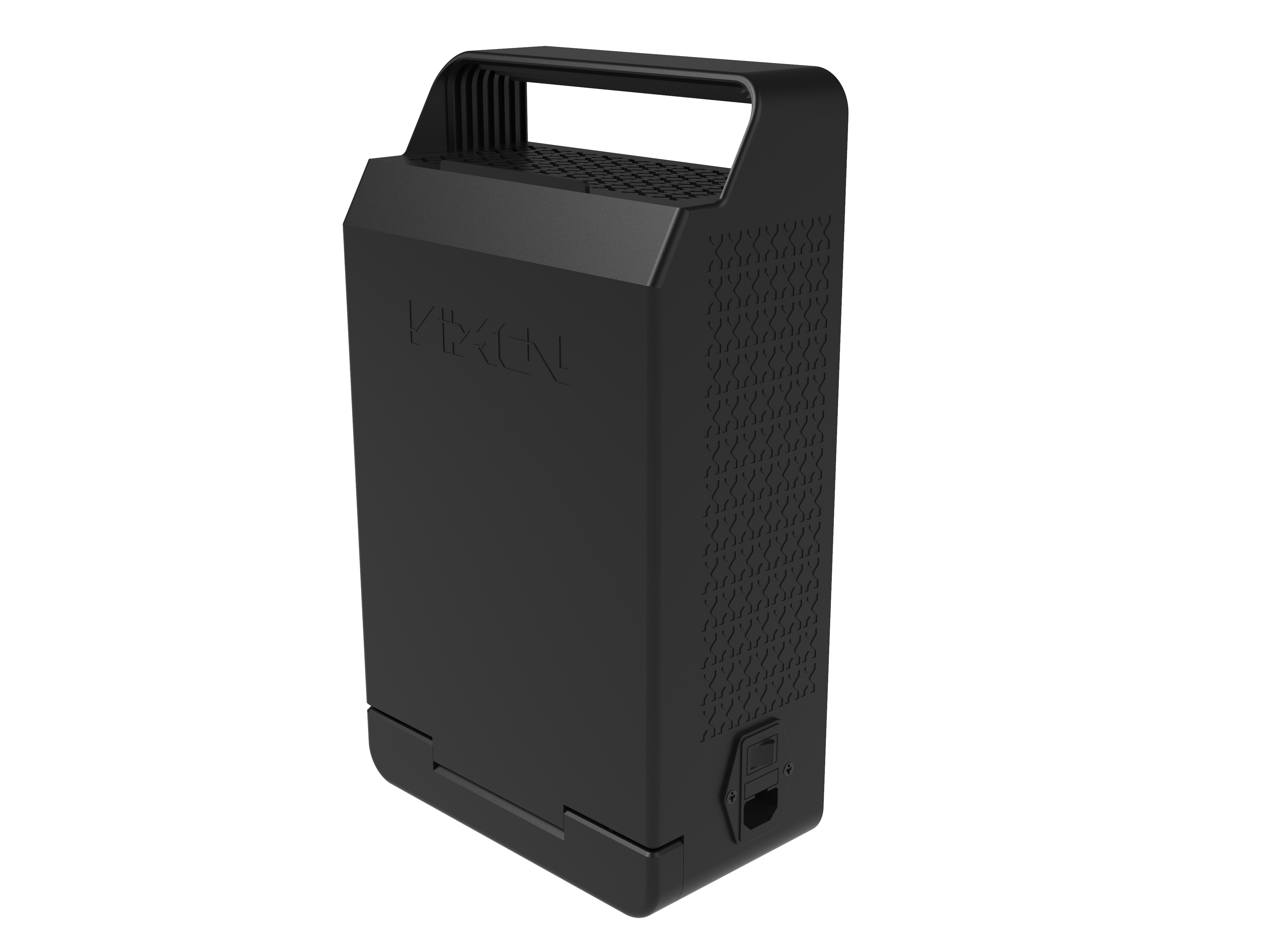 Maletín en posición vertical y cerrado.